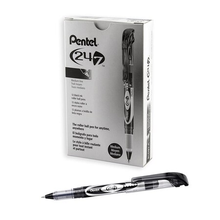 Pentel Roller Ball Pen Medium Line, Black Ink PE56407